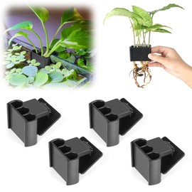 joqepy 4 Pk Upgraded Aquarium Plant Holder, 3-Hole Hanging Aquarium Plant Holder with Clip, Suitable for Fish Tank Plant Potting, Aquarium Decoration, Plant Holder for Fish Tank, Black
