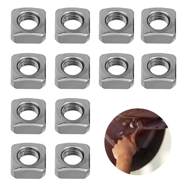 Square Nuts [12 Pieces] Square Nut Kit M8 Square Nut Fitting with Clear Thread for Household Products, Auto Parts and Components