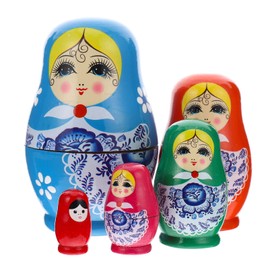 Toyvian Russian Matryoshka Dolls 5 Traditional Babushka Matryoshka Wooden Dolls Girls Figures Stacking Dolls Toy Gift for Children Birthday 11 cm High Random Colour