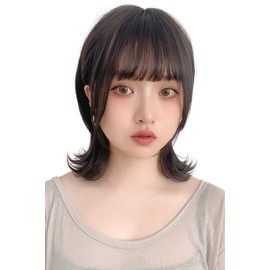 [Brightlara] Soft Wolf Layer Wig Medium Short Natural Full Wig Wolf Wolf Hair hf1589-BK