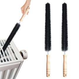 2Pcs Radiator Brush, Dryer Lint Brush Vent Cleaner, 16 inch Long Flexible Refrigerator Coil Soft Bristile Brush with Wooden Handle, Laundry Room and Washer Dryer Organizers