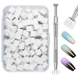 Qufiiry 100 PCS Nail Sponges for Ombré, Nail Art Tools Sponge Brush, Nail Art Sponge with 1 Metal Grabber Nail Brushes Storage and Box for Nail Art Design Manicure Diy
