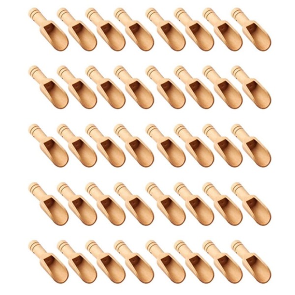 Harewtwy 40 Pcs Mini Wooden Spoon, Mini Bath Salt Spoon,