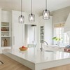 IMPIOIO Over Sink Pendant Light with Frosted Glass Black Cage