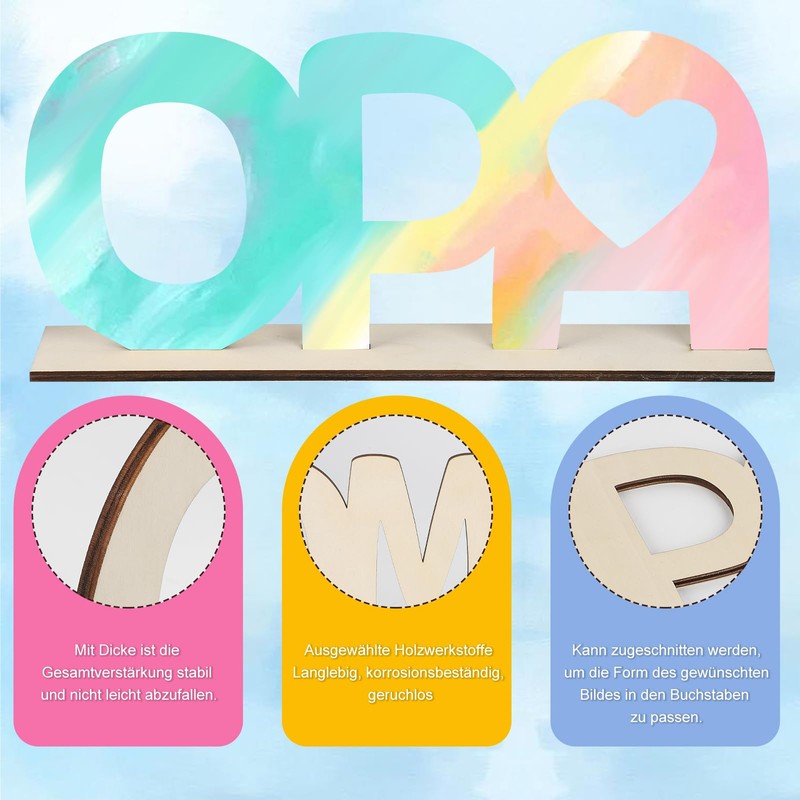 COCHIE 2 Stück Opa Oma Geschenk Enkel Holzbuchstaben Großmutter Bastelset