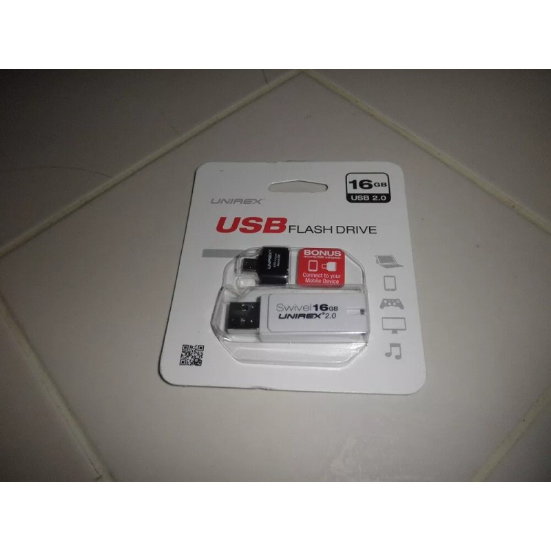 UNIREX 16GB USB 2.0 Swivel/Swing Flash Drive With Micro USB-C