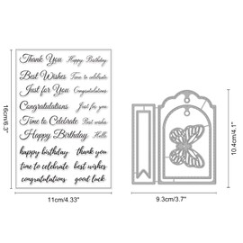 INFUNLY Blessing Word Clear Stamps for Card Making Label Tag Cutting Die Butterfly Die Cut Happy Birthday Word Clear Stamps for DIY Craft Scrapbooking Easter Greeting Card Decor