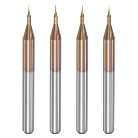 sourcing map 4 Piece End Mill CNC Cutter Titanium Coated Tungsten Carbide Engraving Cutter Set for PCB Plastic Wood 0.2 mm x 1 mm