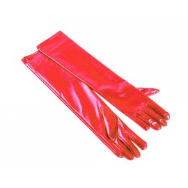 DreamHigh Women's 17" Long Satin Cosplay Finger Gloves Red