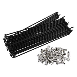 X AUTOHAUX 40pcs Bicycle Carbon Steel Spokes 12G Bike Spoke 160mm Length with Nipples for Most Bicycle Black