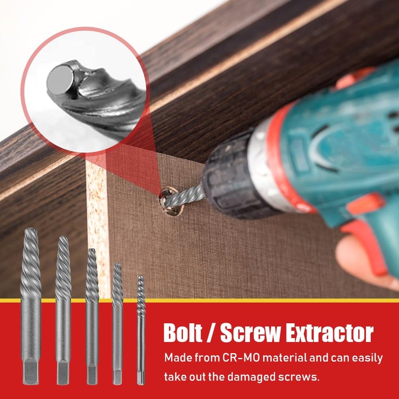 Kannino 10 Piece Screw Extractor Set and Left Hand Drill