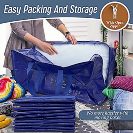 UESJKHOA Heavy-Duty Moving Bags & Storage Bags - Reusable Blue Bags with Handles,Extra Large Waterproof Packing Boxes Replacement for Moving House,Travel & Home Organization (2)