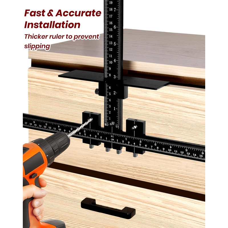 14-Piece Cabinet Hardware Jig Tool Set, Black Aluminum Alloy Cabinet