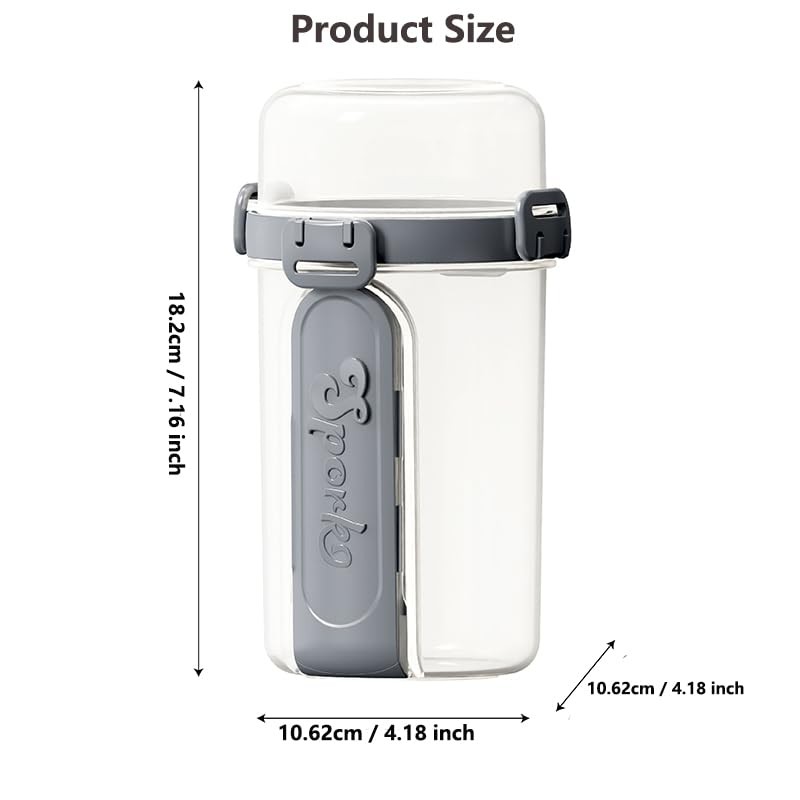 Overnight Oats Containers with Spoon & Fork, Double-layer 28oz Mason