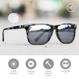 Knockaround Fast Lanes Polarized Sunglasses for Men & Women - Impact Resistant Lenses & Full UV400 Protection, Granite Tortoise Shell / Silver Smoke, One Size