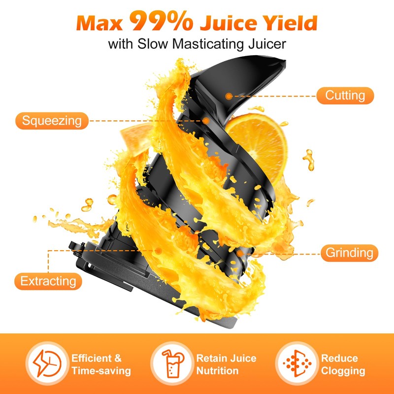 Juicer Machines with 5.8" Large Feed Chute, Cold Press Juicer