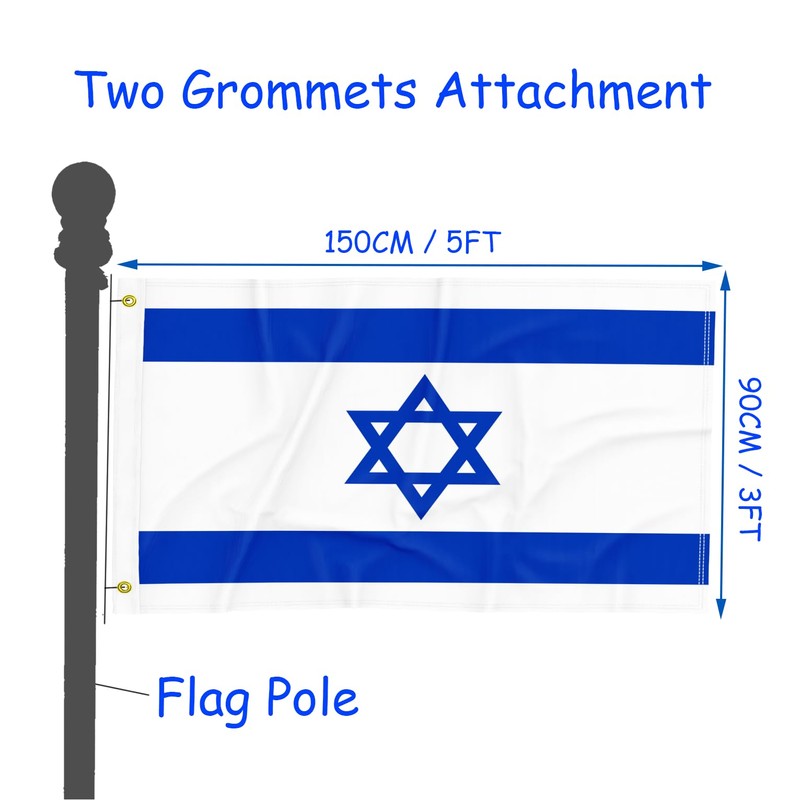 Flag of Israel 3x5FT Double Stitched Polyester Flag with 2