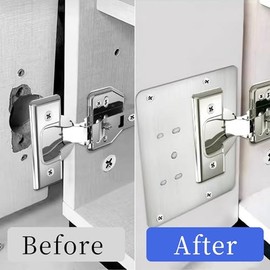 AUNMAS Placa de Reparación de Bisagras de Gabinete, Soportes de Reparación de Bisagras de Acero Inoxidable para Muebles y Puertas de Cocina (4 Piezas)