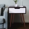 ZenStyle Walnut Brown/White End Table Sofa Table with Drawer, Side