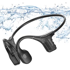 Bone Conduction Earphones, Swimming, Bluetooth 5.3 Wireless Headphones, Underwater MP3 Open Ear Headphones with Auto Pairing Mic, Kotsuden Headset, IP68 Fully Waterproof, 28g Lightweight, 8 Hours of