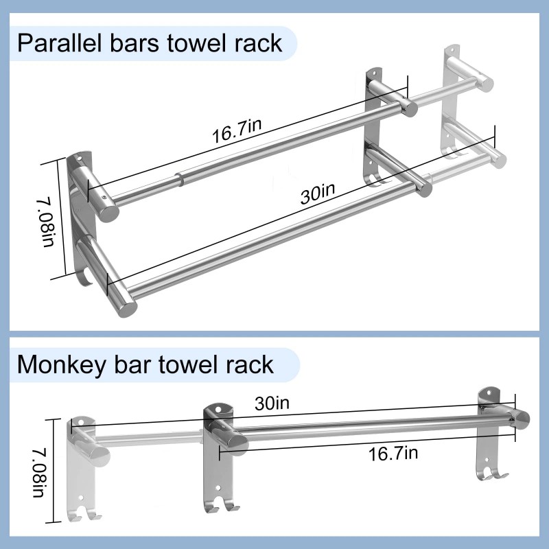 zmnklry Adjustable Towel Bar & Rack for Bathroom - Stainless