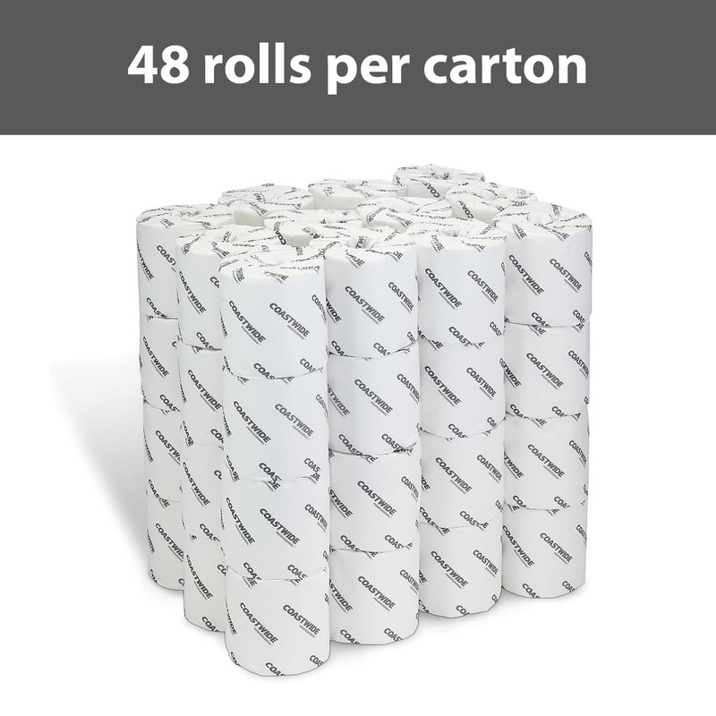 COASTWIDE 2-Ply Toilet Paper, 100% Recycled Individually Wrapped, 350-Sheets Per
