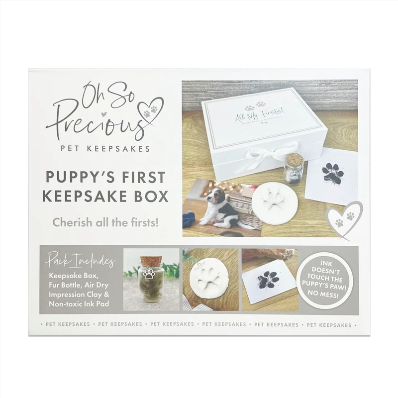Pet Keepsake Kit - Memory Box, Clay Paw Print Impression,