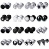 FIBO STEEL 16 Pairs Fake Gauge Earrings for Men Women