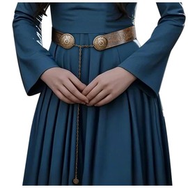 L'VOW Viking Belt Women Renaissance Leather Belt for Dresses LARP Medieval Accessories, Brown-1, Fit Waist 29.53 - 37.40 in