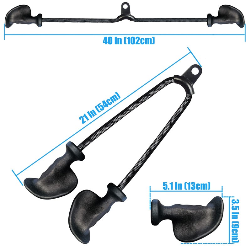Ergonomic Tricep Rope Pulldown Attachment, Upgraded Triceps Rope Cable Attachments