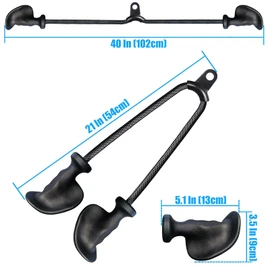 Ergonomic Tricep Rope Pulldown Attachment, Upgraded Triceps Rope Cable Attachments for Gym, LAT PullDown Bar for Cable Machine, Tricep LAT Pulldown Attachments Workout Cable Attachments (Hand ROPE-04)
