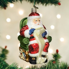 Old World Christmas Assortment Glass Blown Ornaments for Christmas Tree Santa Checking List, 40300