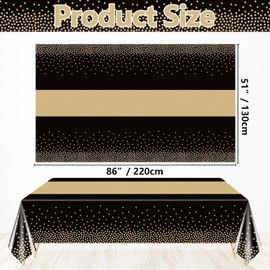 4 Pack Black and Gold Tablecloths - 86.6"x51.2" Rectangular Black Gold Table Cover for Weddings Birthdays First Communion Baby Showers Graduation