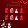 Christmas Press on Nails Short Square French Tip Fake Nails