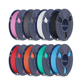SUNLU High Speed PETG Filament 1.75mm Bundle, Multicolor High Speed PETG Pack, 2kg in Total, 0.25kg per Spool, 8 Pack, 8 Colors, Black+White+Grey+Red+Sky Blue+Pink+Orange+Mint Green