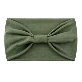 Unbranded  Wide Headband Women Hair  Bow knot Turbans Head Band Make-up Sports Running - Olive Green
