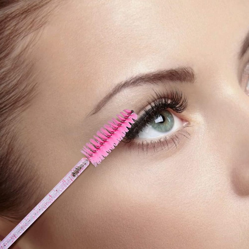 50 varitas de cristal desechables para pestañas y cejas, brocha