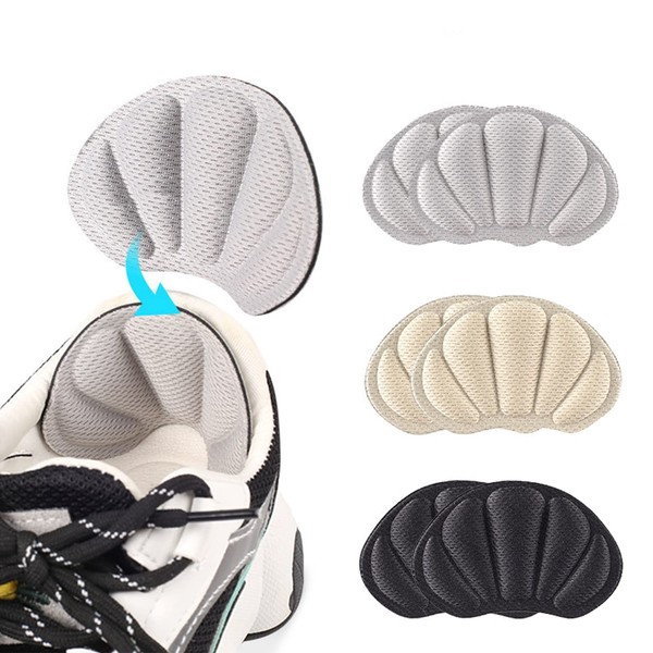 RICISUNG Heel Pads (3 Pairs), Prevents Pakapaka Slipping, Anti-Slip, Adjustable Size, Leather Shoes, Sneakers, Anti-Chafing, Heel, Size Adjustment, Heel Repair, Patch, Shoe Repair Material, Easy Just Stick On, White, Gray, Black