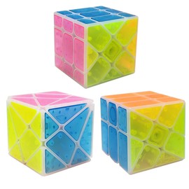 Oostifun ICY AMBER CUBE Specific Cube Puzzle Sets-Pack of 3 (Include 3x3 Fluctuation Angle Cube, Windmill Cubes 2x3 Shape Mod, Fisher 3x3x3 Shape Twisty Puzzles)(ICY Amber Color)