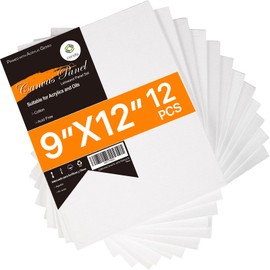 CONDA Artist Canvas Panels 9 x 12 inch, 12 Pack, Primed, 100% Cotton, Artist Quality Acid Free Canvas Board for Painting Watercolor & Oil