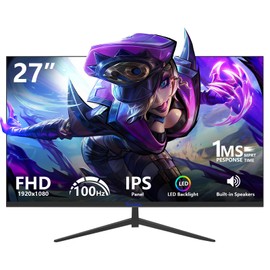 Sealan 27 inch Gaming Monitor IPS 100Hz Computer Monitor Built-in Speakers Full HD 1920 x 1080P with HDMI VGA Interface Eye Care Frameless 100 x 100mm VESA with 3-Side Virtually Borderless Design