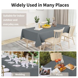 Easy-Going Faux Linen Waterproof Spill-Proof Tablecloth Stain Resistant Rectangle Table Cloth Wrinkle Free Decorative Fabric for Kitchen, Dining, Party, Weddings, Restaurants (52x70 in, Dark Grey)