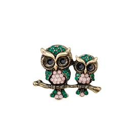 ARFUKA Brooch Crystal Owl Retro Brooch Pins Lapel Pin for Clothes Bags Jackets Gift for Men and Women, Alloy Steel