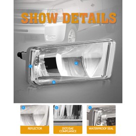 AUTOFREE - Luz antiniebla para Chevy Silverado 1500 2500 3500 08-14 Avalanche 07-13 Suburban Tahoe/GMC 07-14 Sierra 07-15 Yukon w/Off-Road Pkg 10-14 solo con bombillas PS 12V 24W lámpara antiniebla -