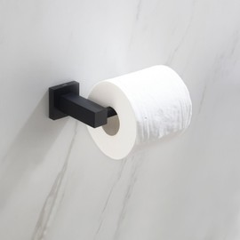KIBI Cube Series Toilet Paper Holder – Solid Brass Wall Mounted Tissue Roll Hanger, Modern Design with Scratch-Resistant Finish for Enhanced Durability (Matte Black, KBA1502)