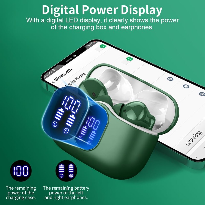 Wireless Earbuds, Bluetooth 5.3 Headphones In Ear with 4 ENC