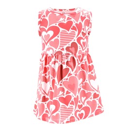 Unique Baby Girls Red Double Hearts Party Dress (6Y, Red)