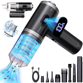 Car Vacuum Portable Cordless, Handheld Vacuum 90° Foldable,14000PA Suction Power, Brushless Motor, LCD Display, LED Light, Portable Vacuum Cleaner for Home and Car, Kitchen, Office Desk, Keyboards