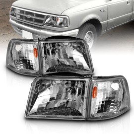 AmeriLite Replacement Halogen Headlights And Corner Set For 93-97 Ford Ranger Pickup Truck - Passenger and Driver Side, Vehicle Light Assembly