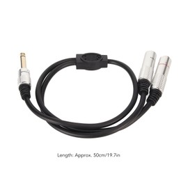 1/4 Inch Stereo Splitter Y Cable, 6.35mm Mono Male Plug to Dual 6.35mm Female Jack Cable 19.7in Long